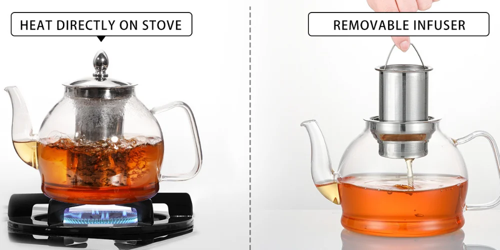 HIWARE 1000ml Glass Teapot with Removable Infuser 3 1 | Ceylon Wild Tea